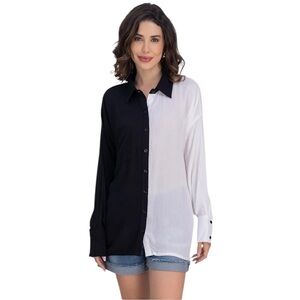 ❤️ 🆕 SHEIN Classic Black & White long tunic top Size XL